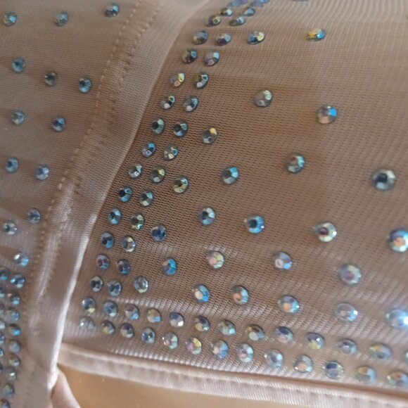 NWOT - Rhinestone Embellish Plunging Deep V Neck Halter Gown - XL - Picture 5 of 15